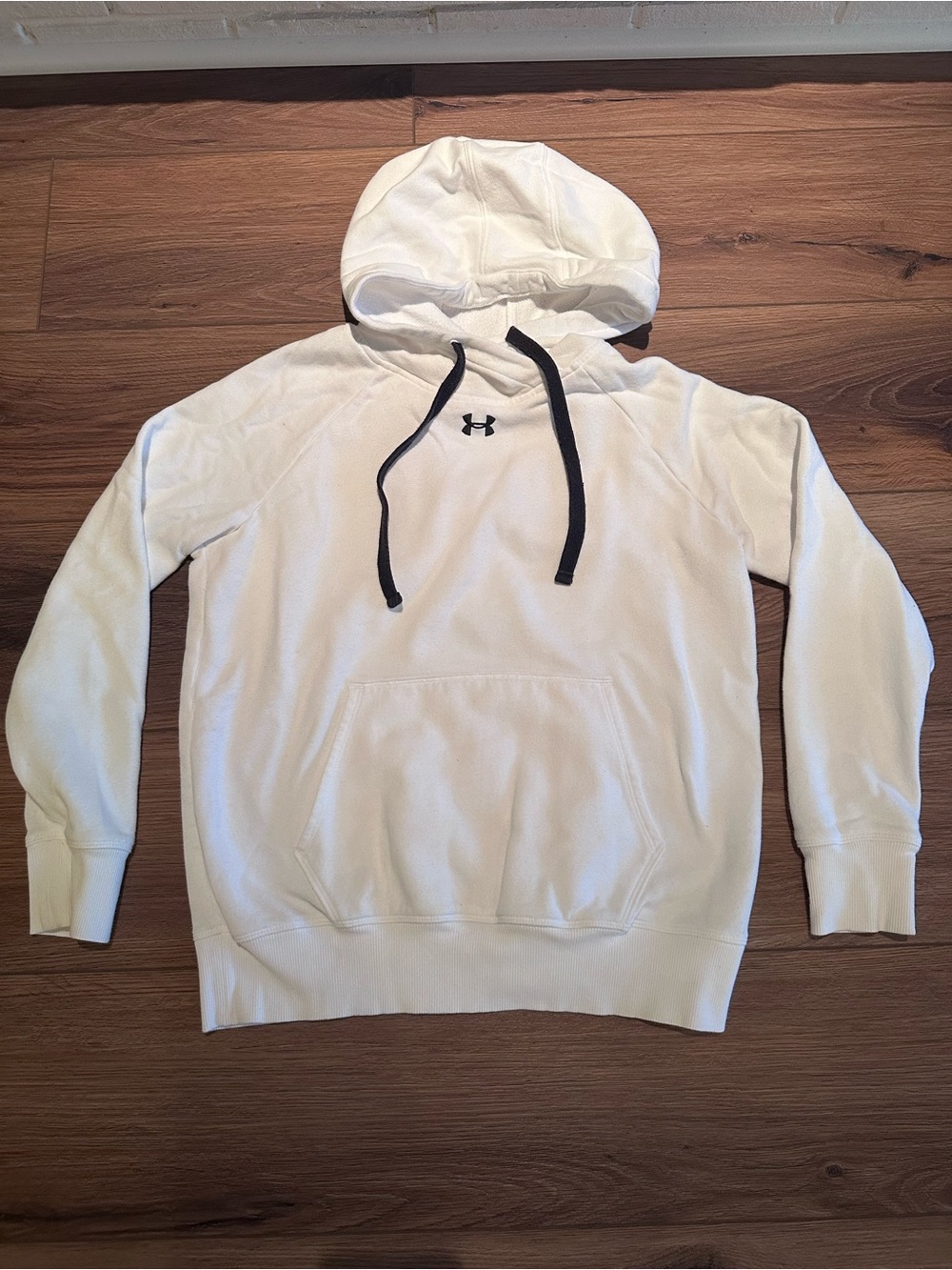 Under Armour White Hoodie with Black Drawstrings